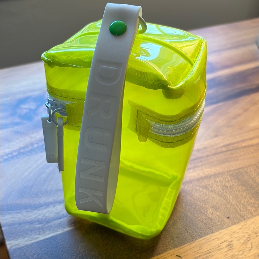 Drunk Elephant- Neon Yellow Transparent Toiletry Bag with Handle NEW